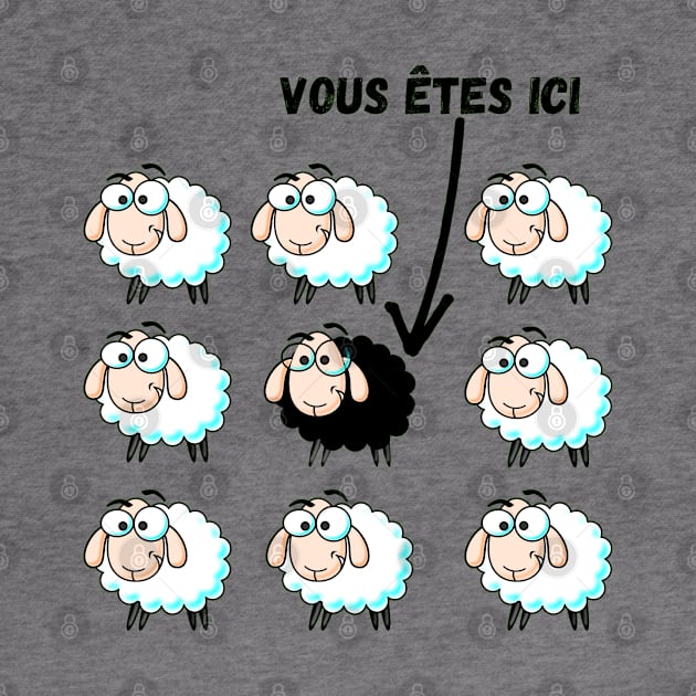 Mouton noir et blanc vous êtes ici by JulieVie Design